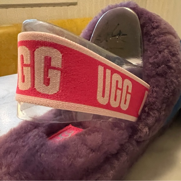 UGG FLUFF YEAH! Purple Combo with back stretch logo Ugg Size 12 Never Worn, NIB - Picture 8 of 10